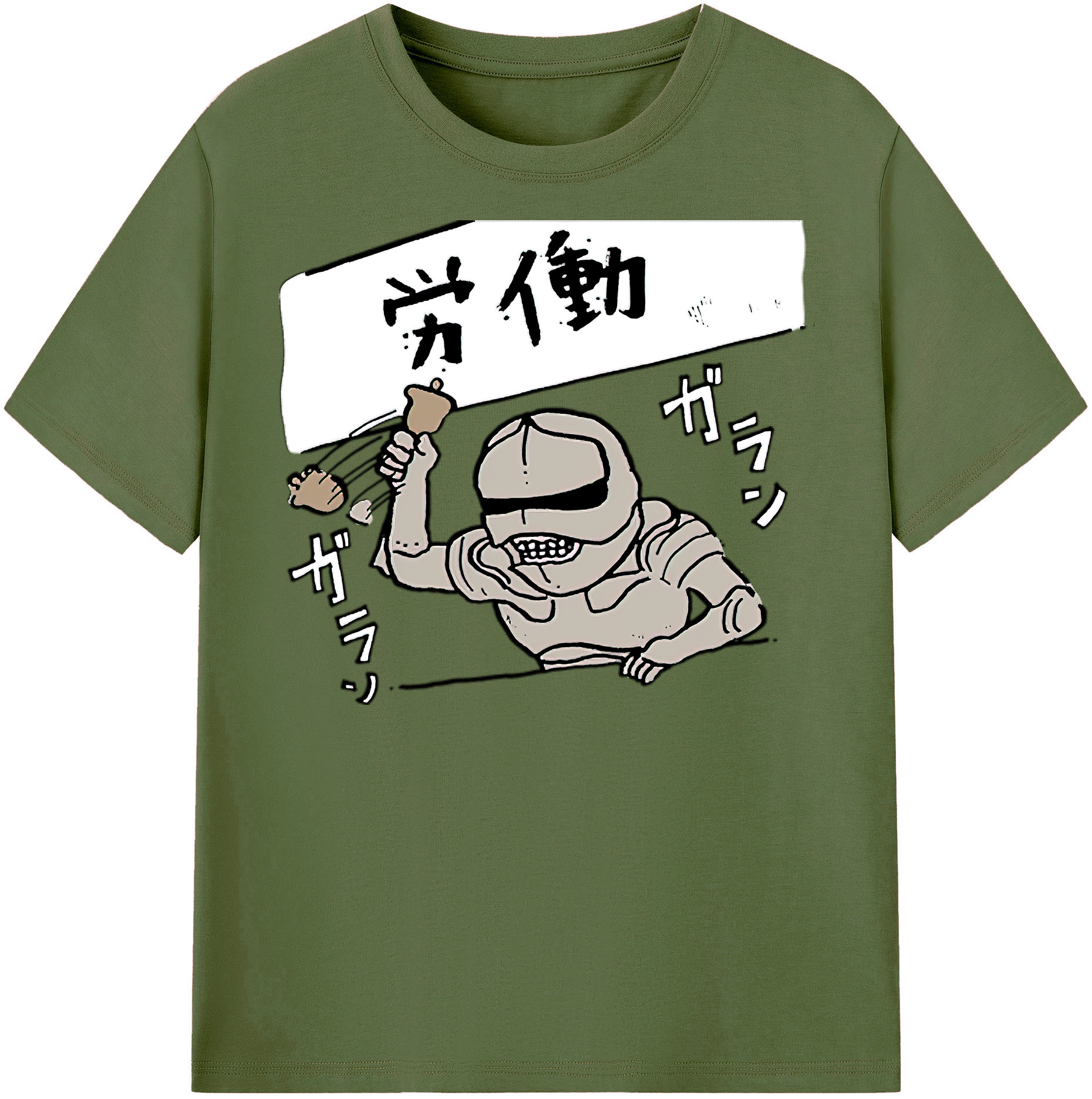 （画像用） ちいかわ 労働の鎧さん Chii-kawa Mr. Armor of Labor 綿100％半袖Tシャツ（フロントプリント）